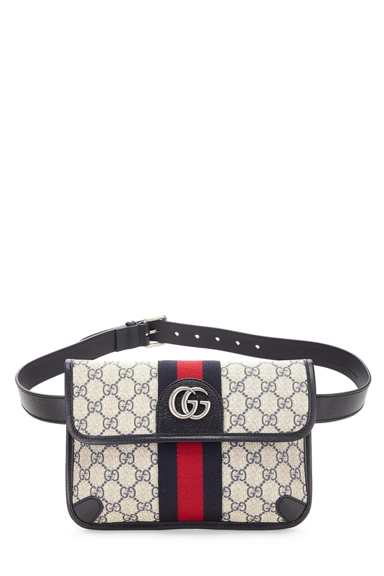 Navy GG Supreme Canvas Ophidia Belt Bag Small, , large image number 0