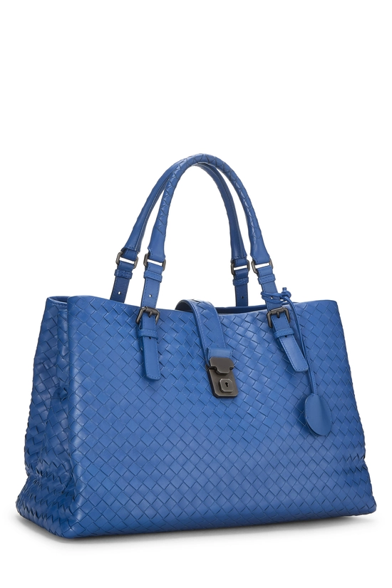Blue Intrecciato Roma Tote Medium, , large image number 1