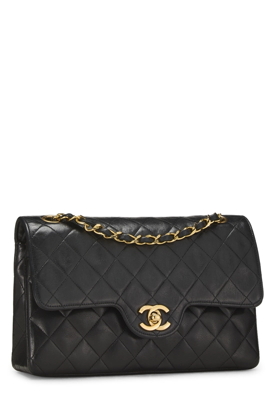 Black Quilted Lambskin Curved Flap Small, , large image number 1