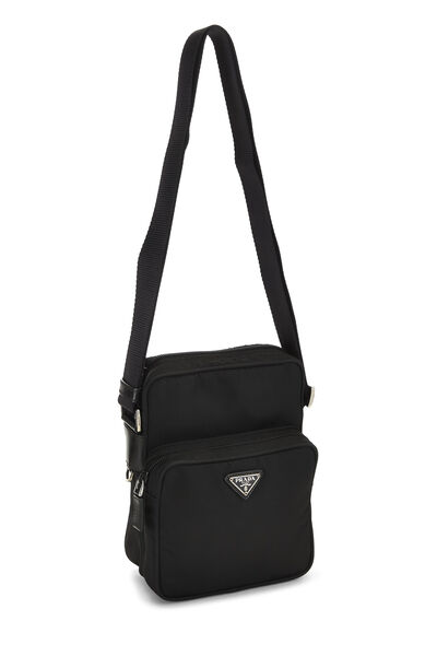 Black Nylon Messenger Bag Small, , large