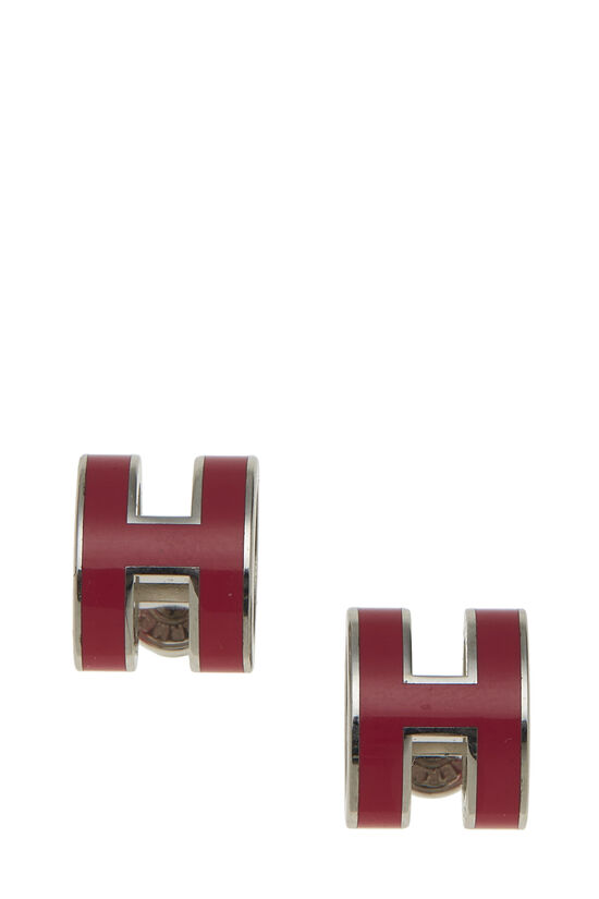 Silver & Pink "Pop H" Earrings , , large image number 0