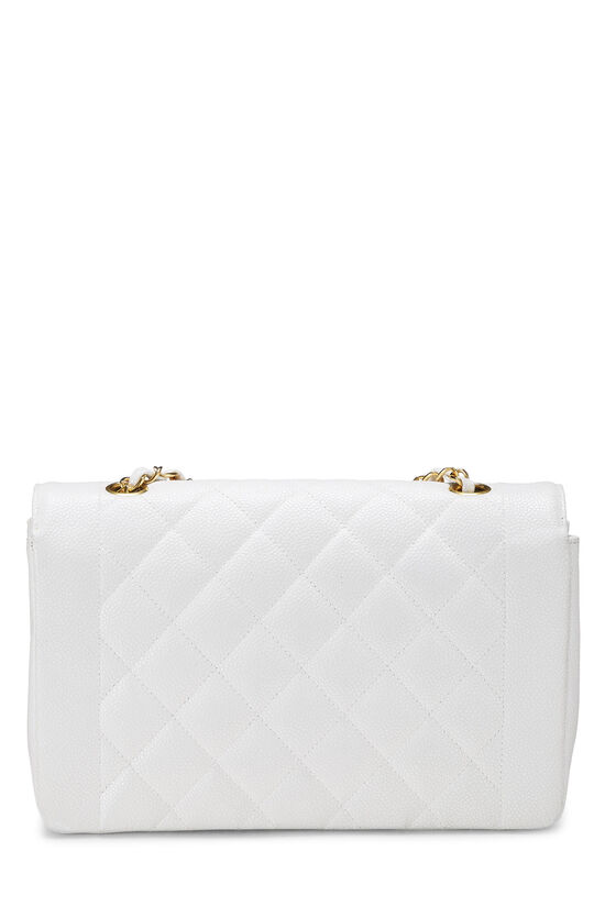 White Quilted Caviar Diana Flap Medium, , large image number 4