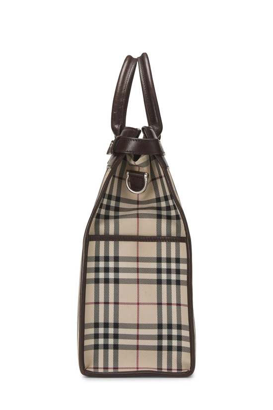 Brown Nylon House Check Convertible Tote Medium, , large image number 2