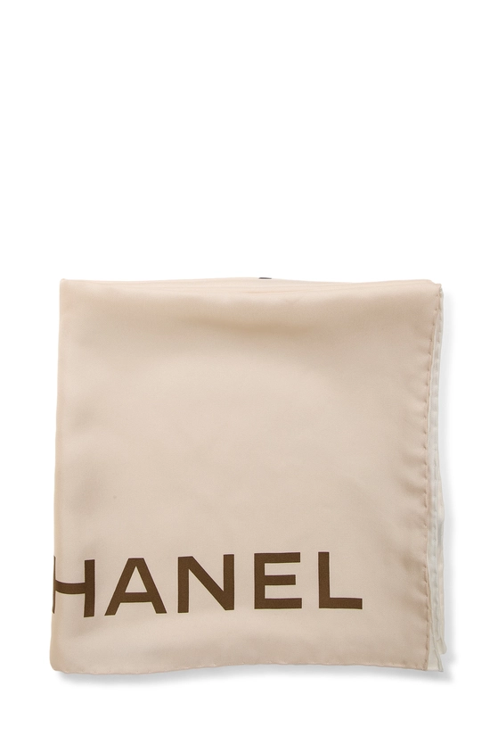 Pink & Cream 'CC' Silk Scarf, , large image number 1