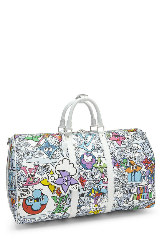 Louis Vuitton Keepall Bandouliere Metallic Monogram 50 Silver in Coated  Canvas with Silver-tone - US