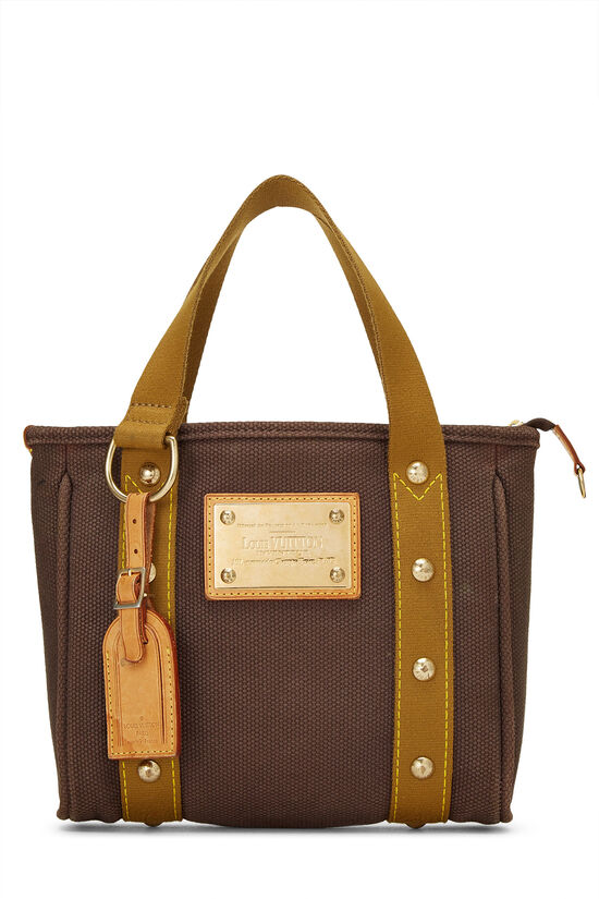 Brown & Olive Canvas Antigua Cabas PM, , large image number 1