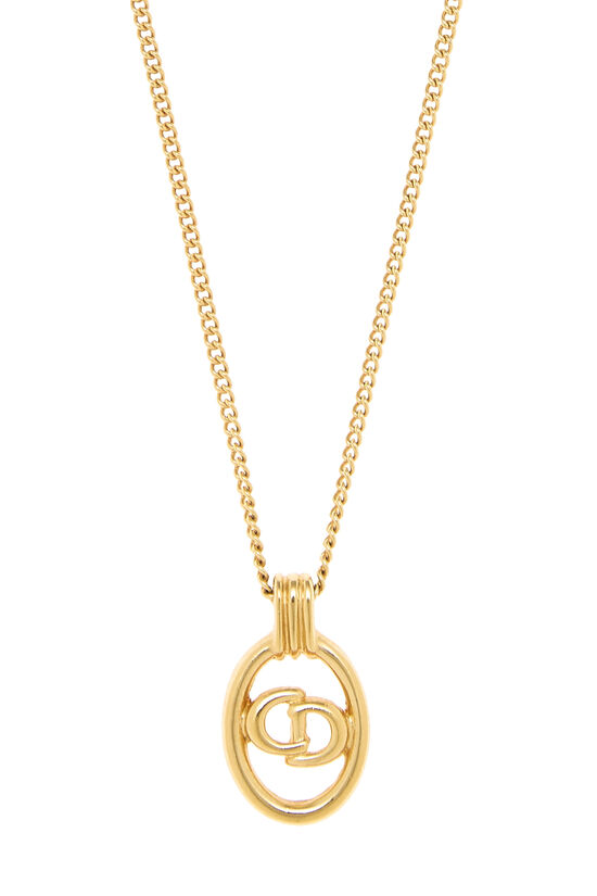 Gold Oval 'CD' Necklace, , large image number 1