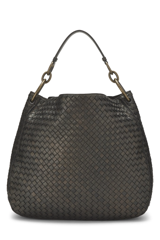 Bronze Intrecciato Leather Loop Hobo Large, , large image number 0