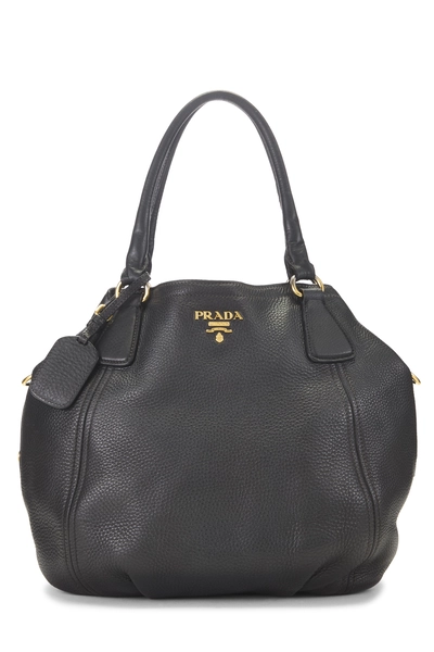 Prada Black Vitello Daino Sacca 2 Manici