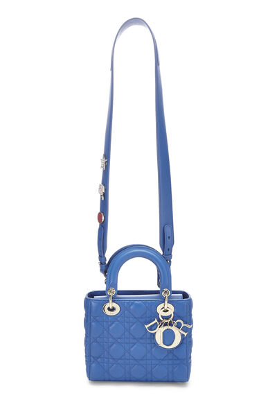 Blue Cannage Quilted Lambskin Lucky Badges My Lady Dior Small, , large