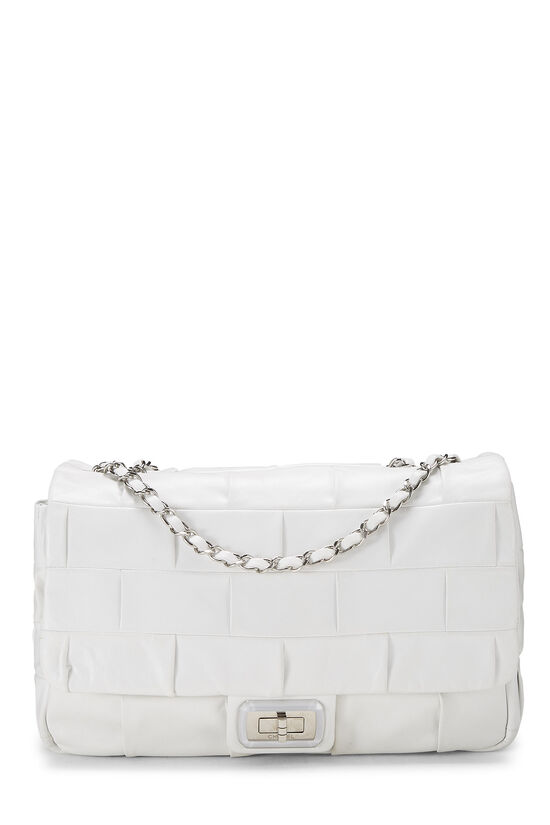 Chanel White Lambskin Igloo Flap Bag Jumbo Q6B4SC1IW4000