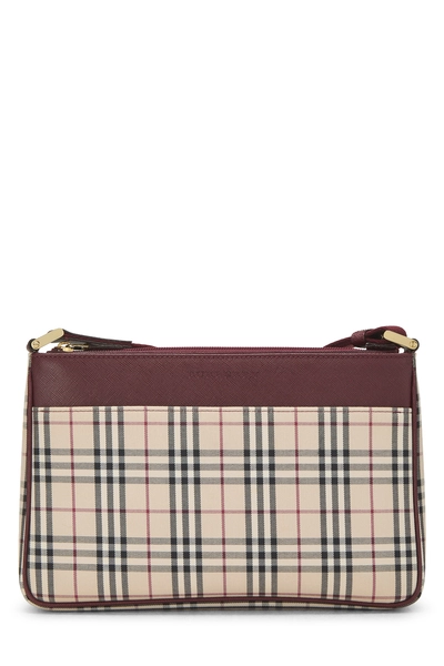 Burgundy House Check Jacquard Crossbody Small