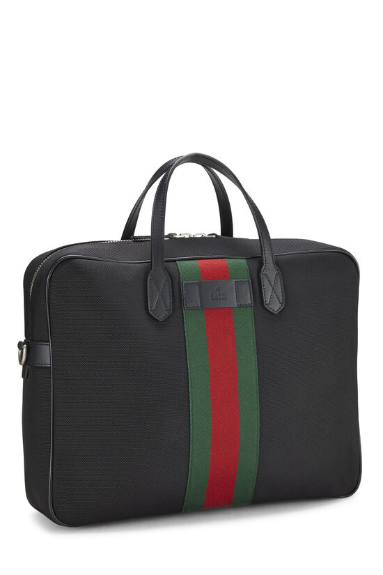 Black Techno Canvas Web Briefcase, , large image number 2