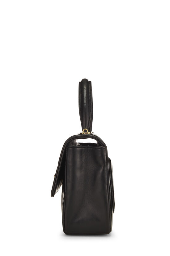 Black Chevron Lambskin Top Handle Flap Bag, , large image number 3