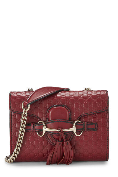Red Microguccissima Leather Emily Chain Crossbody Mini