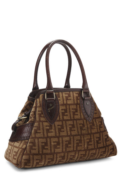 Brown Zucca Velour Handbag Small, , large