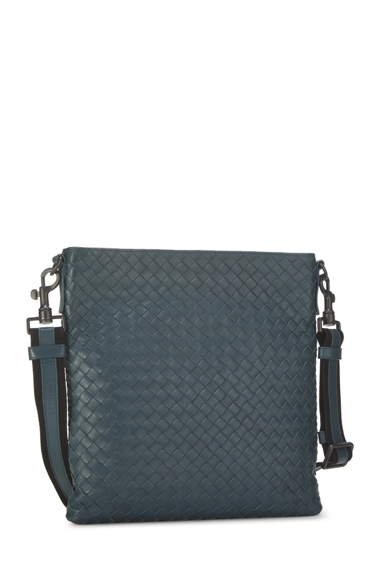 Blue Intrecciato Flat Messenger Bag, , large image number 1