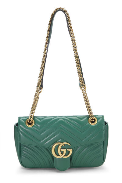 Green Leather Matelass&eacute; Marmont Shoulder Bag Small