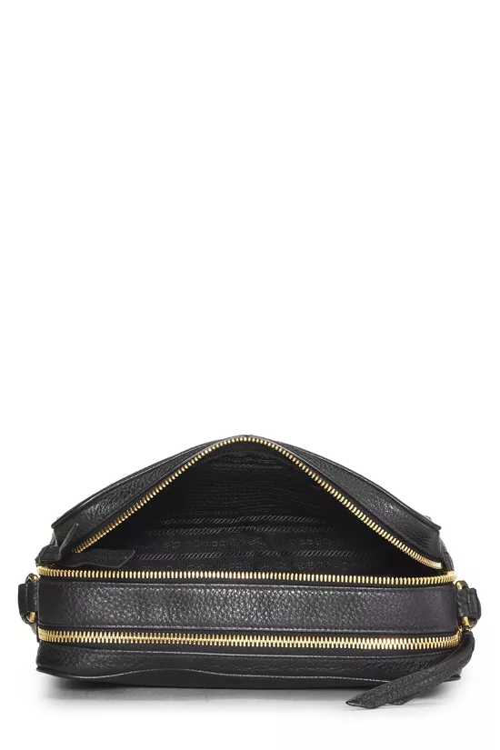 Black Vitello Daino Double Zip Camera Bag, , large image number 5