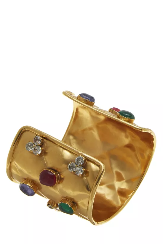 Gold & Multicolor Gripoix Quilted Cuff, , large image number 1