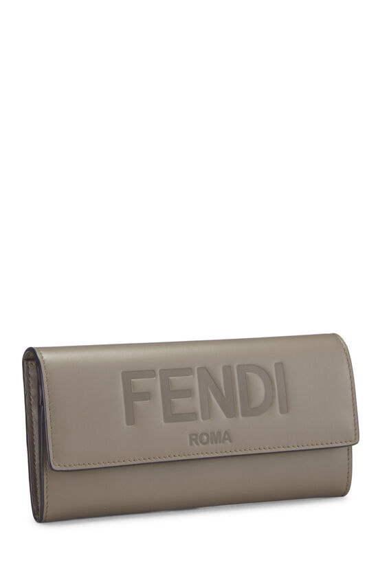 Taupe Leather Logo Embossed Continental Wallet, , large image number 1