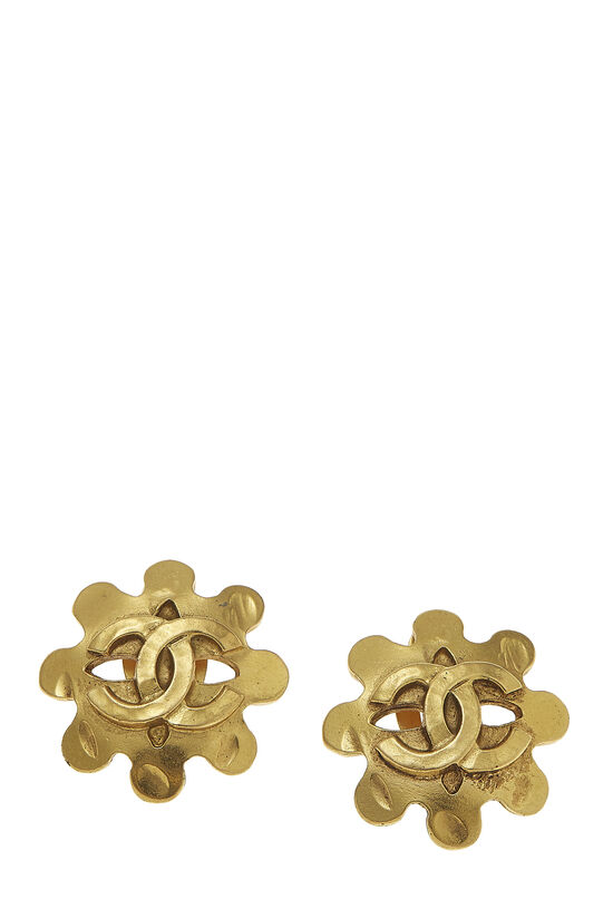 Gold 'CC' Wheel Earrings, , large image number 0