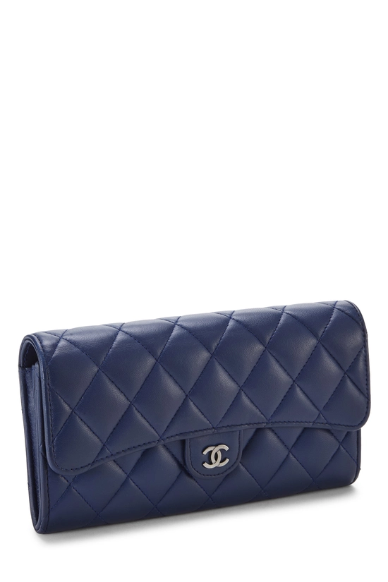 Blue Lambskin Classic Long Flap Wallet, , large image number 1