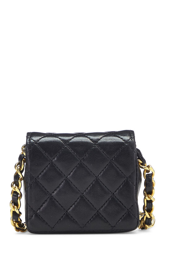 CHANEL Lambskin Quilted Chanel 19 Phone Holder With Chain Black 1172725
