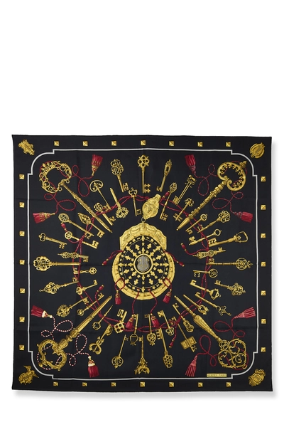 Black & Multicolor 'Les Cl&eacute;s' Silk Scarf 90