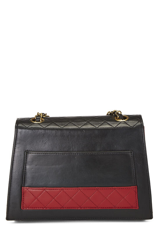 Chanel Black & Red Quilted Lambskin Trapezoid Shoulder Bag