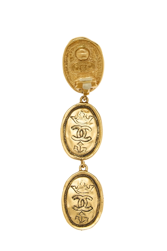 Gold 'CC' Dangle Earrings, , large image number 2