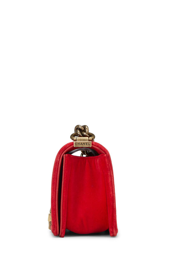 Chanel Paris-Edinburgh Red Tartan Velvet Boy Bag Small