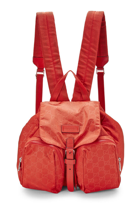 Orange GG Nylon Double Pocket Backpack, , large image number 1