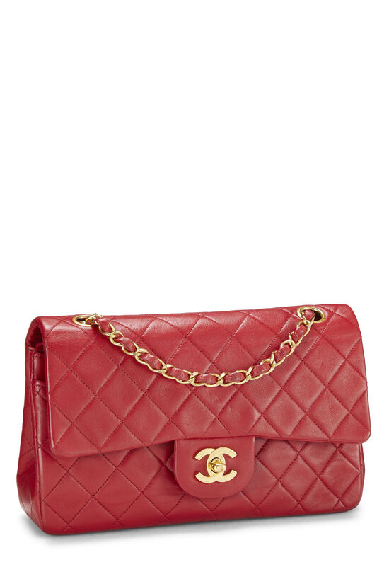 Chanel Red Quilted Lambskin Micro Top Handle Flap Bag Brushed Gold