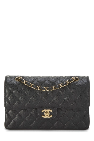 Chanel Black Quilted Caviar Classic Double Flap Small