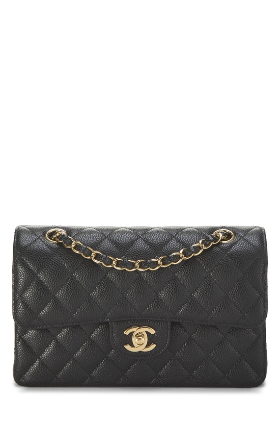 Black Quilted Caviar Classic Double Flap Small, , large image number 0