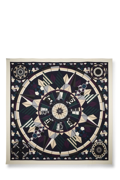 Cream & Multicolor 'Kelly en Caleche' Cashmere Scarf 140