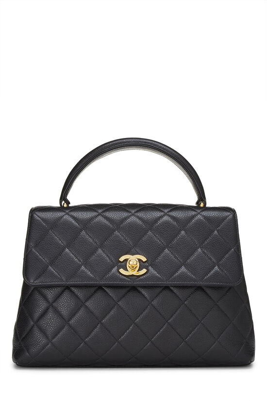 Black Quilted Caviar Kelly Small
