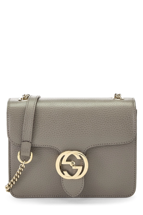 Grey Leather Interlocking Crossbody Small, , large image number 0