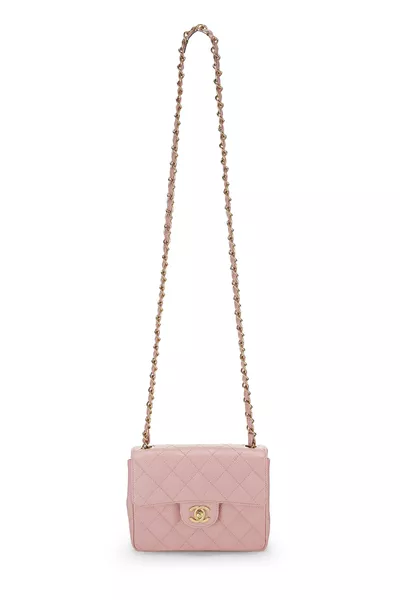 Pink Quilted Caviar Classic Square Flap Mini, , large