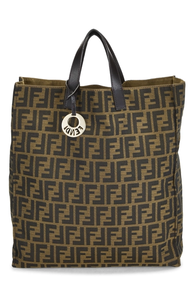 Fendi Brown Zucca Canvas Vertical Tote Medium