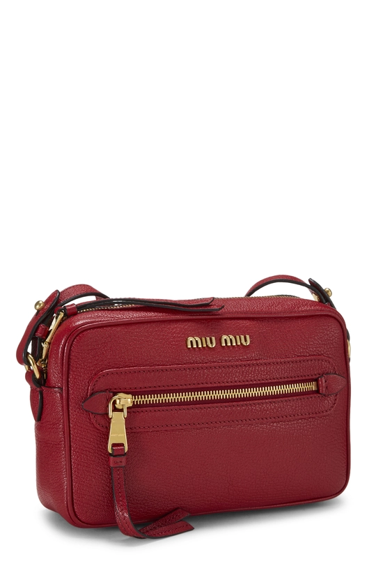 Red Grained Leather Camera Bag, , large image number 1