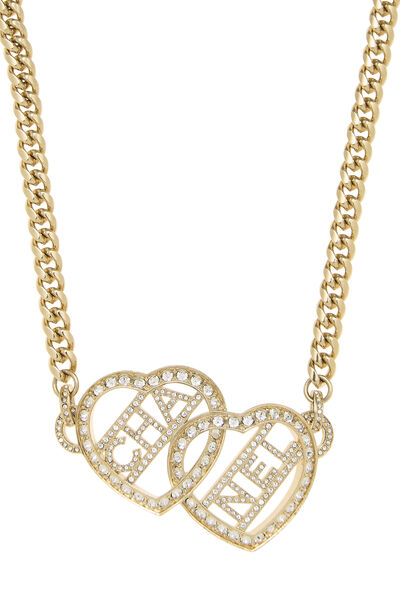 Gold Crystal Logo Heart Choker, , large