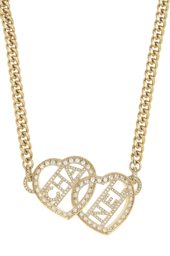 Gold Crystal Logo Heart Choker, , large image number 1