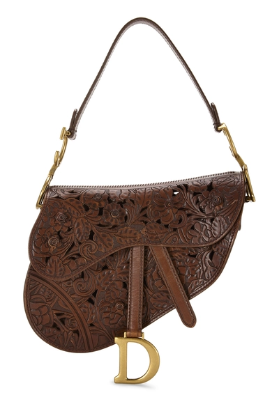 Brown Calfskin Laser Cut Saddle Bag NM