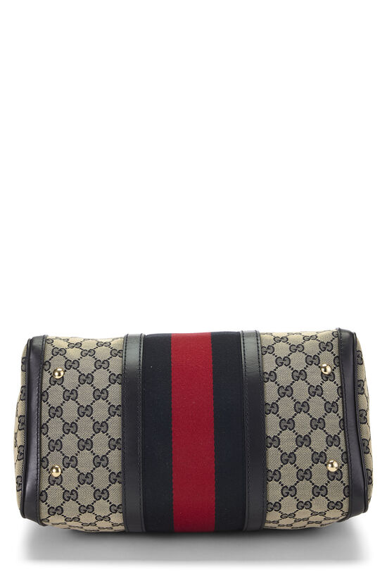 Navy Original GG Canvas Vintage Web Boston Bag Medium, , large image number 4