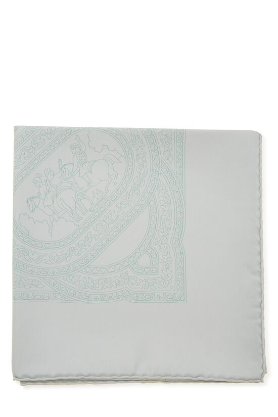 White & Green 'Qalamdan' Silk Scarf 90, , large image number 2
