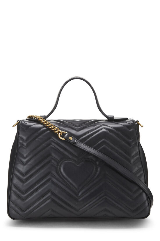 Black Leather GG Marmont Top Handle Bag Medium, , large image number 3
