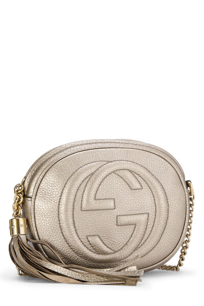 Gold Leather Soho Round Chain Crossbody Mini, , large