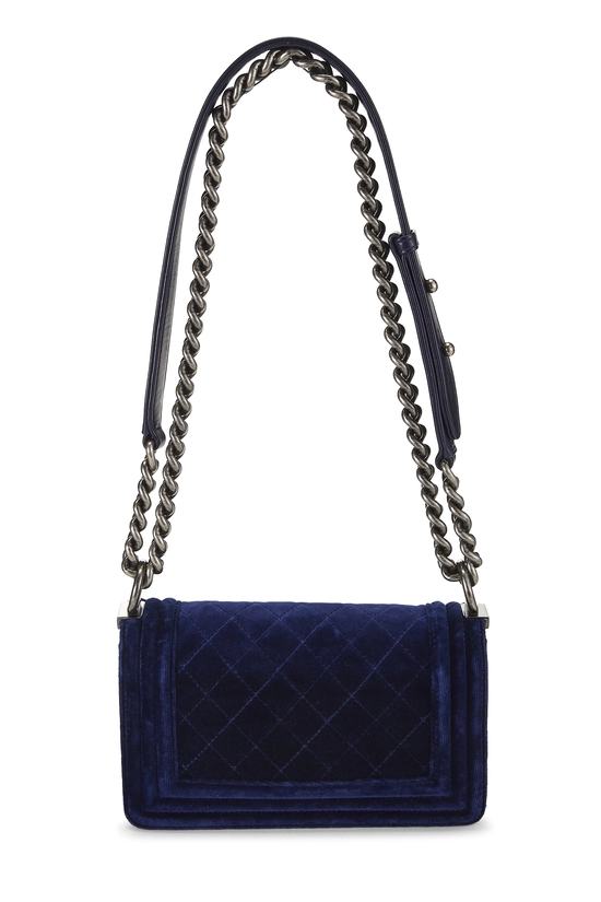 Navy Quilted Velvet Boy MIni, , large image number 3